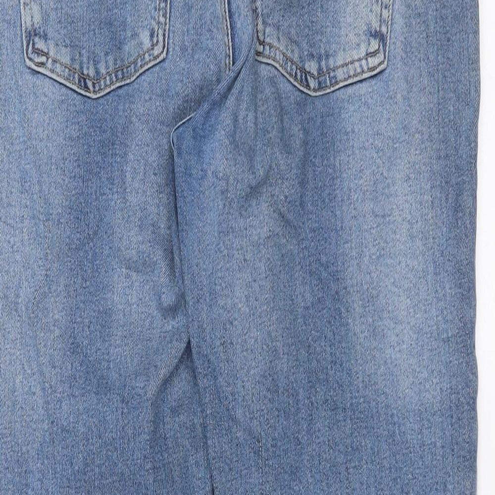 Primark Womens Blue  Cotton Straight Jeans Size 14 L28 in Regular  - Distressed hem