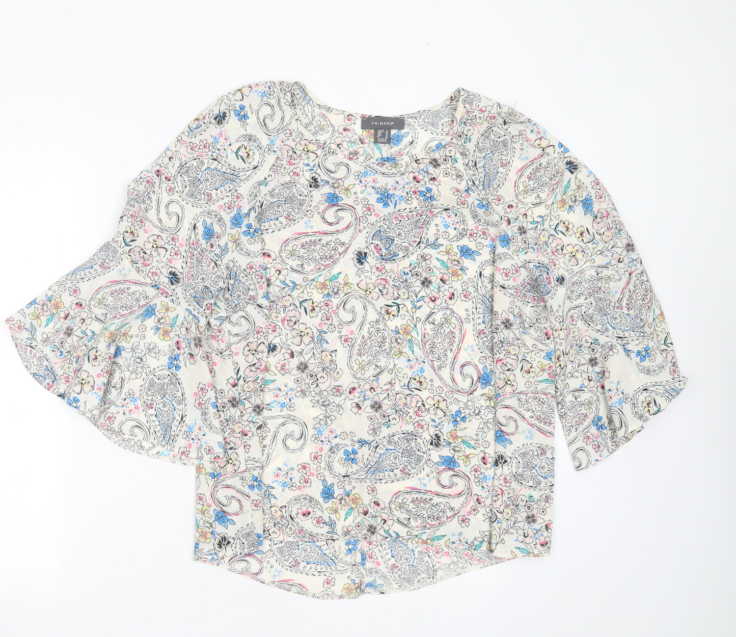 Primark Womens Multicoloured Floral Polyester Basic Blouse Size 18 Round Neck