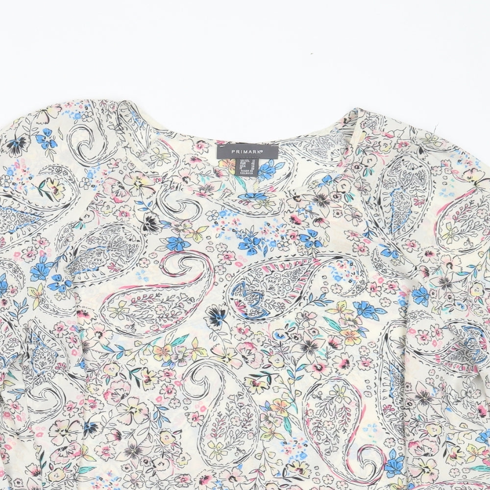 Primark Womens Multicoloured Floral Polyester Basic Blouse Size 18 Round Neck
