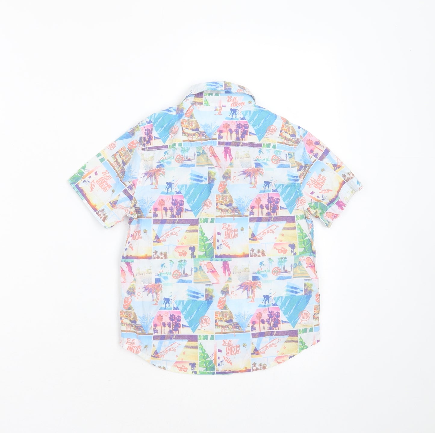 F&F Boys Multicoloured  Cotton Basic Button-Up Size 4-5 Years Collared Button - beach print