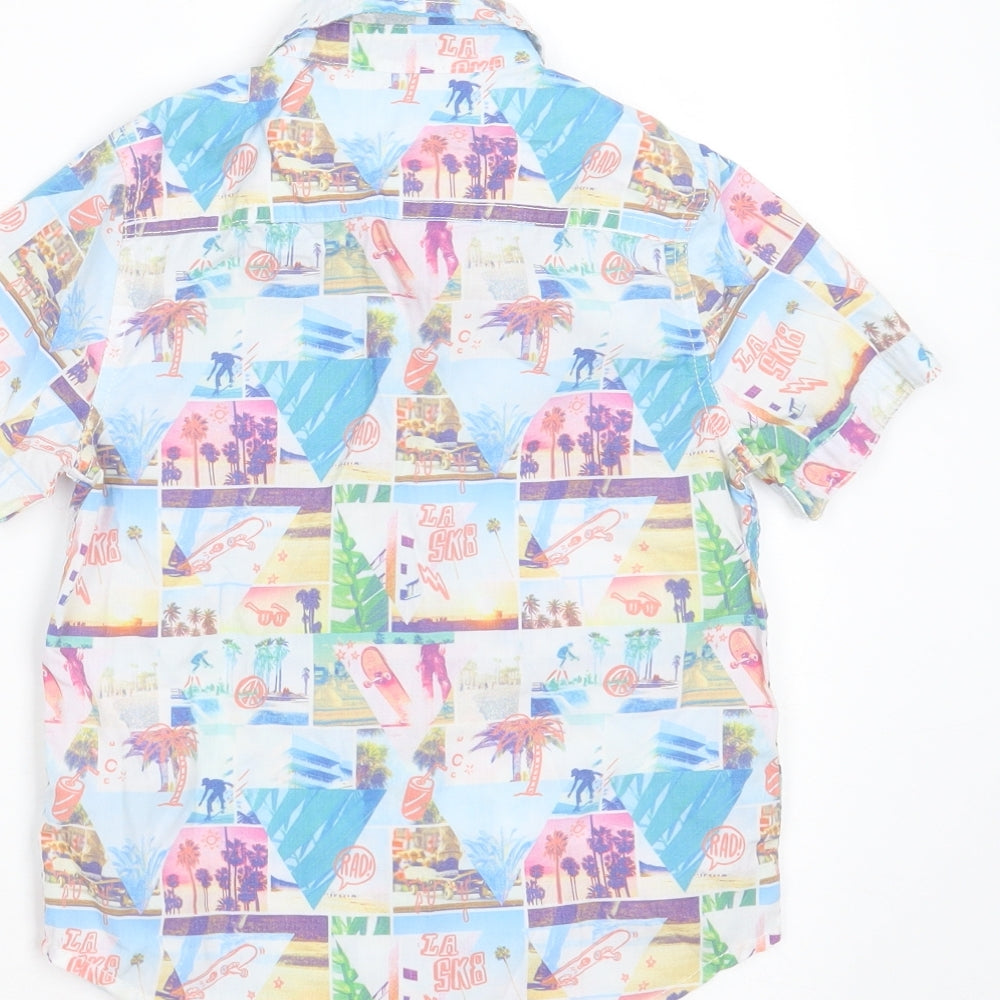 F&F Boys Multicoloured  Cotton Basic Button-Up Size 4-5 Years Collared Button - beach print