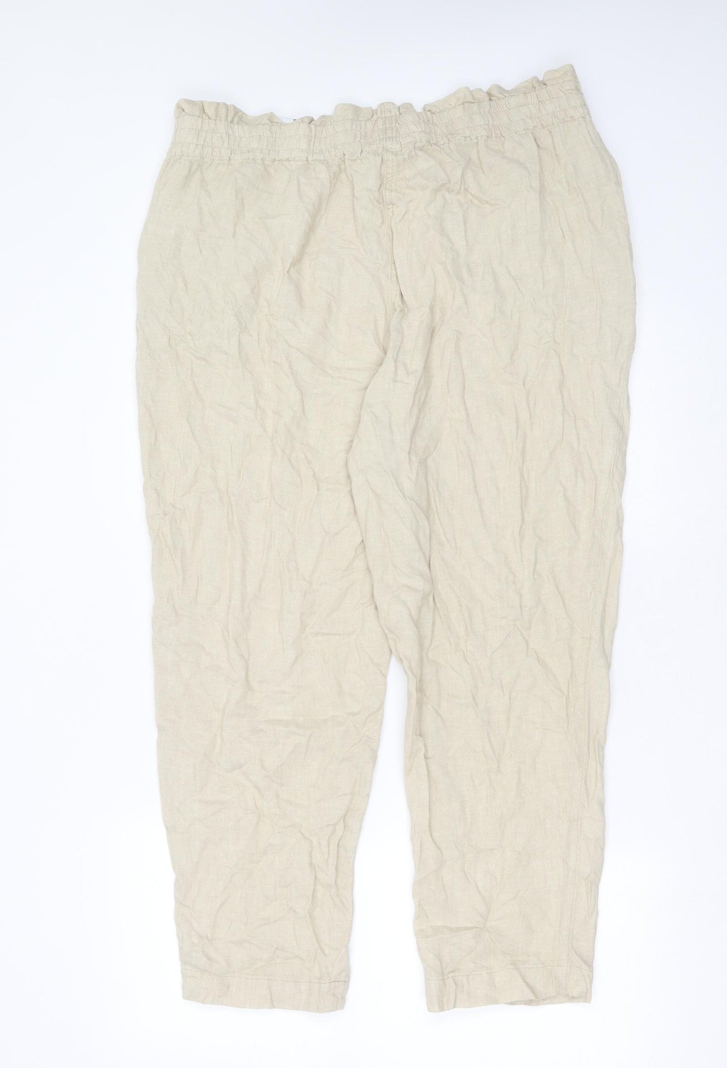 George Womens Beige  Linen Trousers  Size 18 L25 in Regular Drawstring
