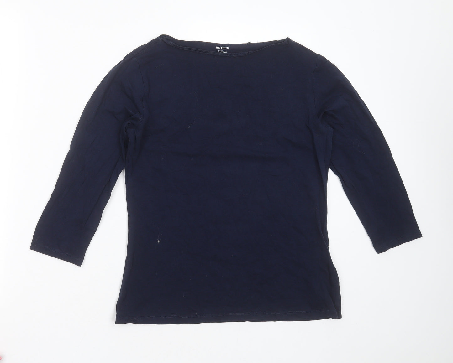 Marks and Spencer Womens Blue  Cotton Basic T-Shirt Size 14 Boat Neck