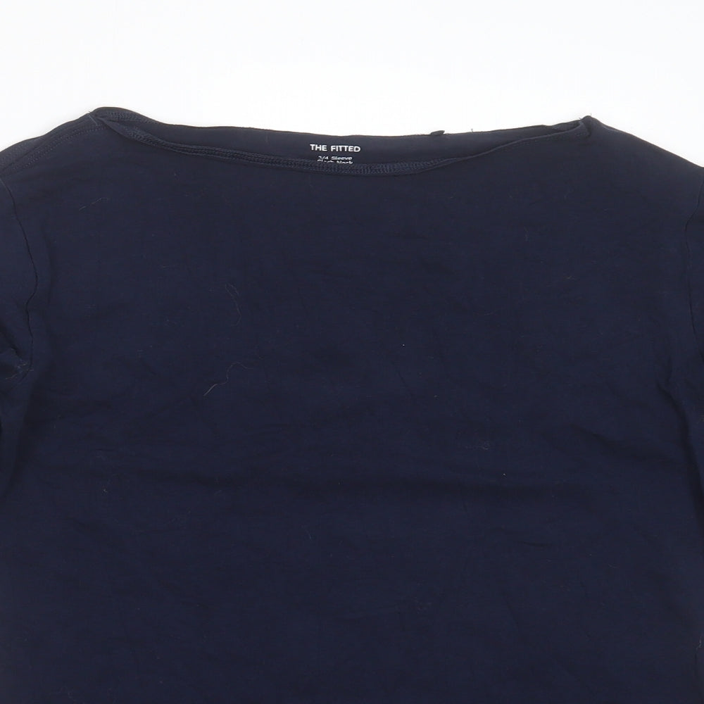 Marks and Spencer Womens Blue  Cotton Basic T-Shirt Size 14 Boat Neck