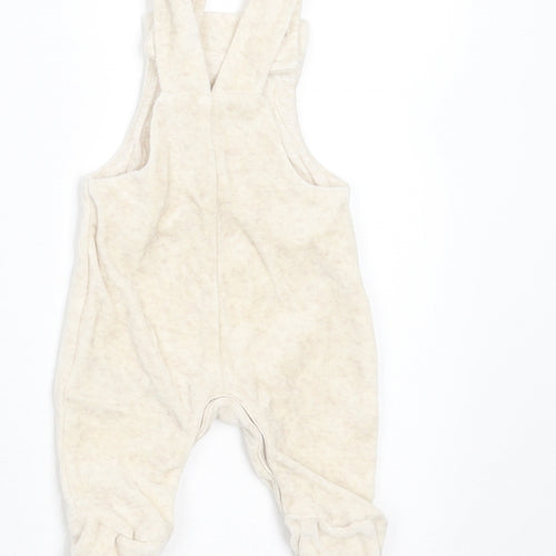 Mothercare Girls Beige  Cotton Dungaree Outfit/Set Size Newborn   - animal