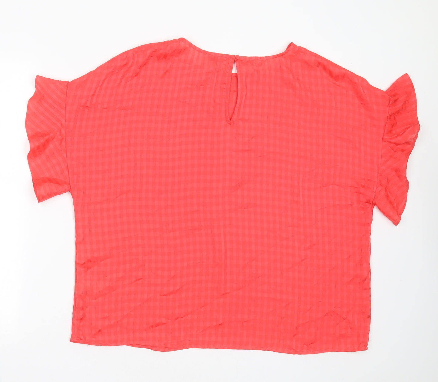 Papaya Womens Pink Striped Polyester Basic Blouse Size L Round Neck