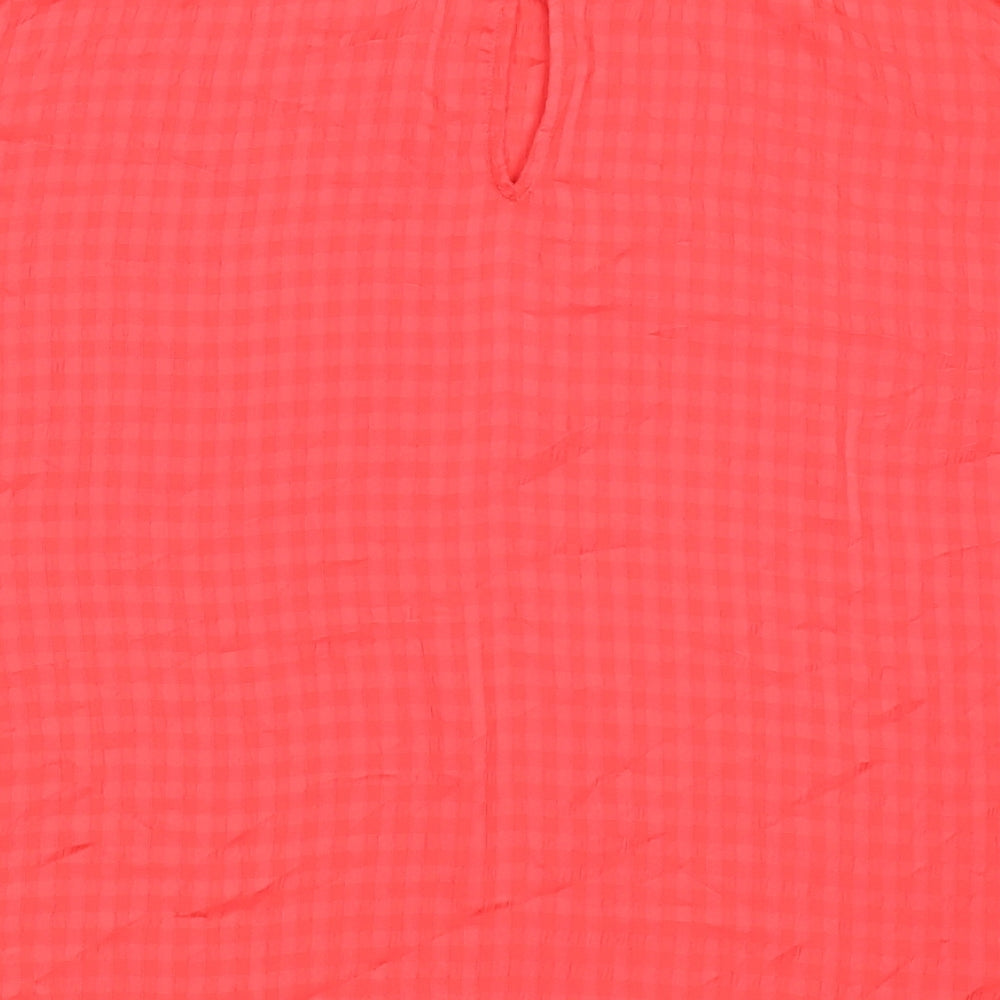 Papaya Womens Pink Striped Polyester Basic Blouse Size L Round Neck