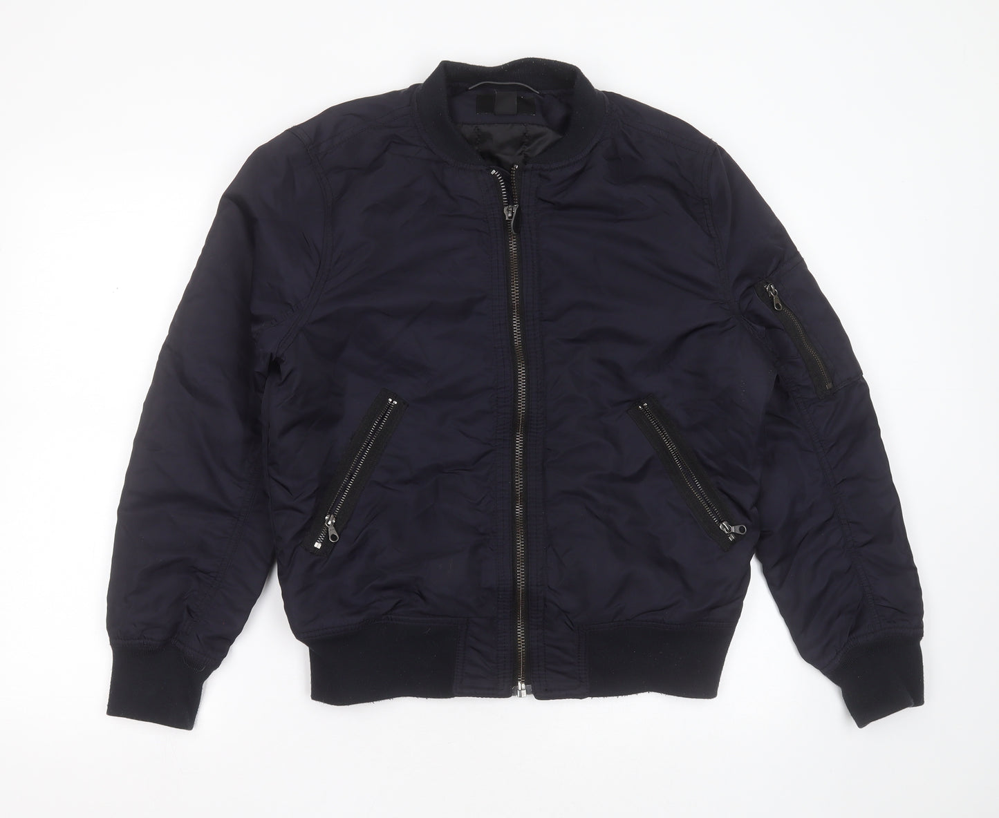 H&M Mens Blue   Bomber Jacket Jacket Size M  Zip