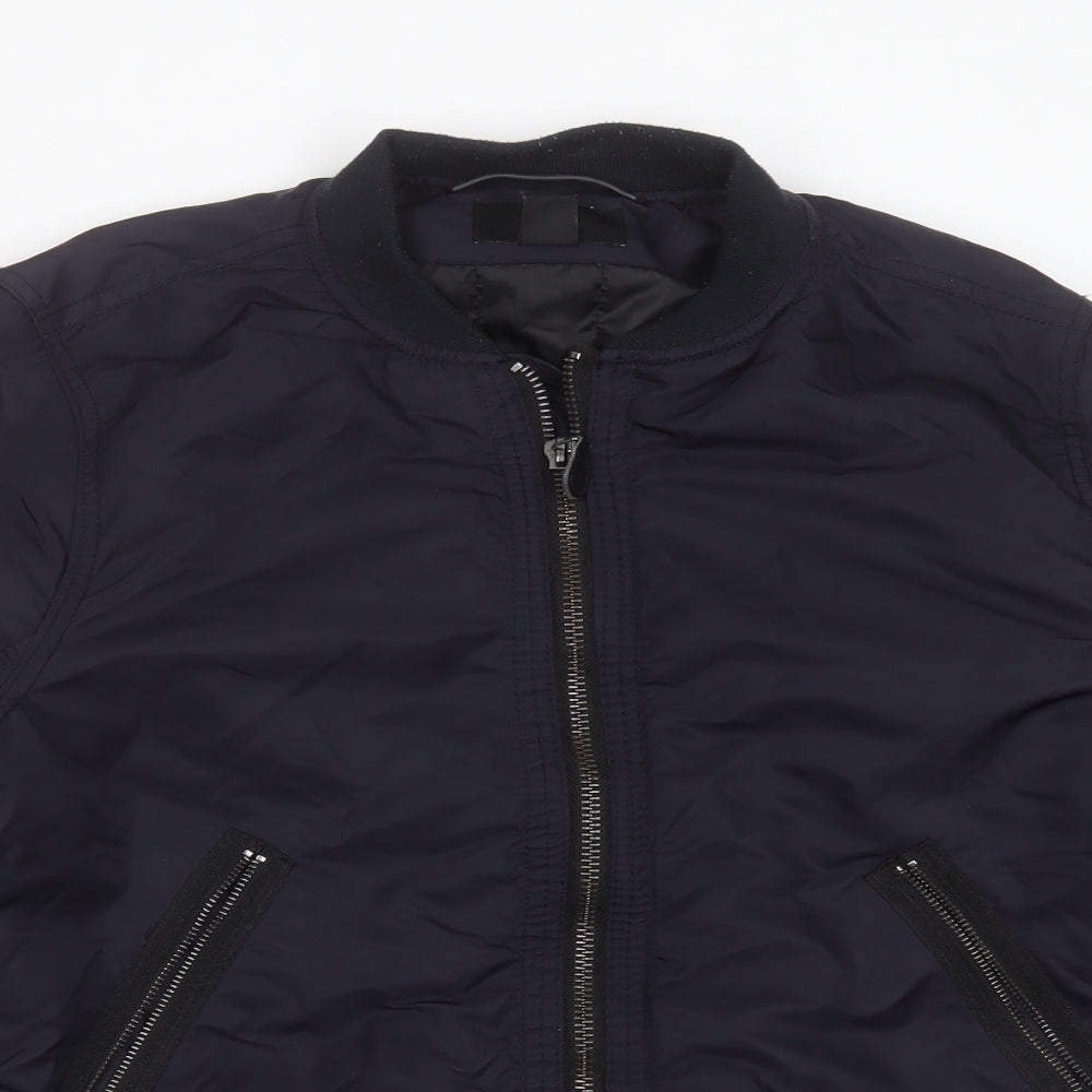 H&M Mens Blue   Bomber Jacket Jacket Size M  Zip