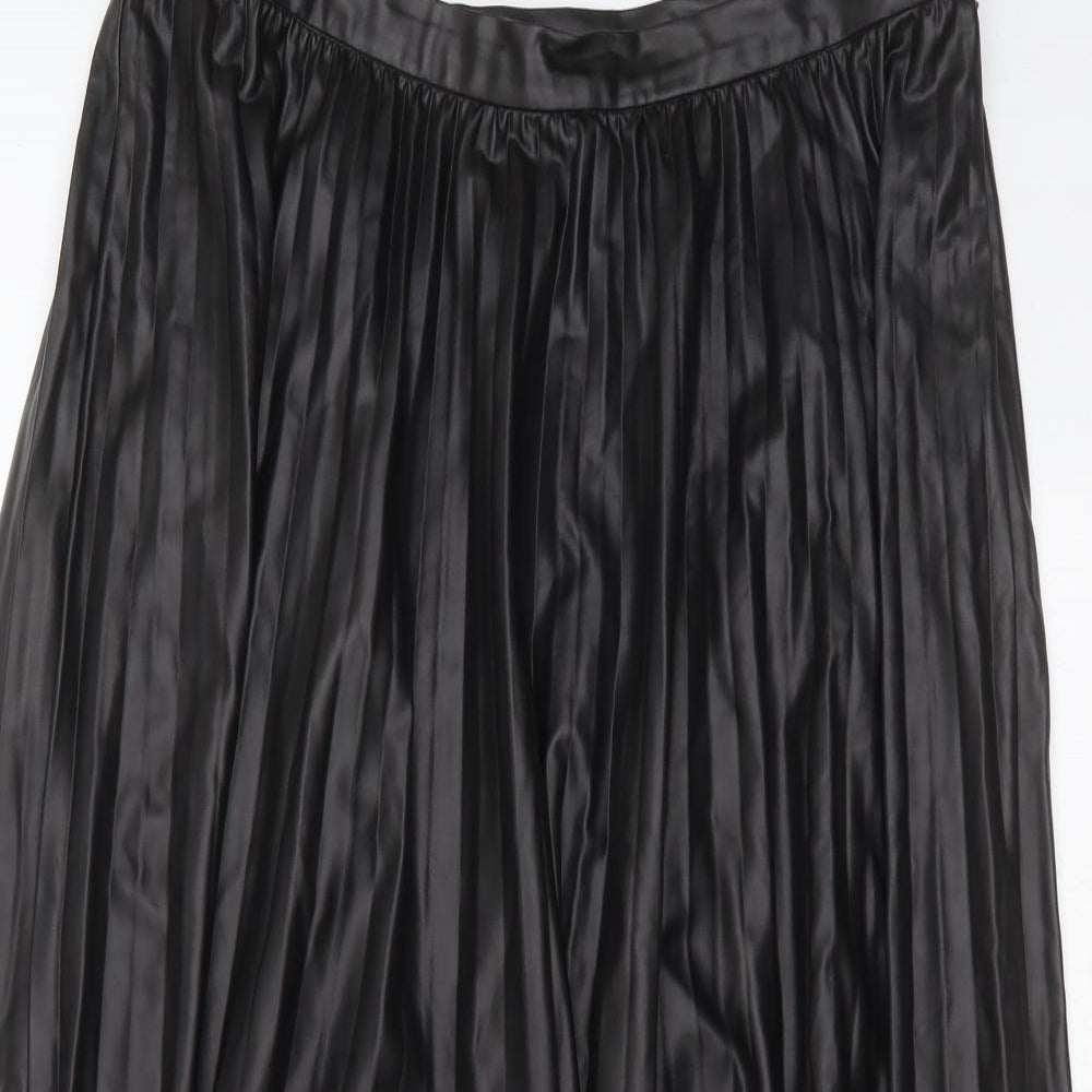 Marks and Spencer Womens Black  Polyurethane A-Line Skirt Size 16