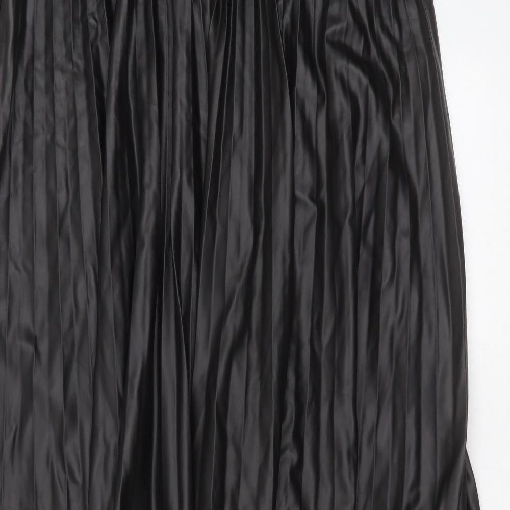 Marks and Spencer Womens Black  Polyurethane A-Line Skirt Size 16