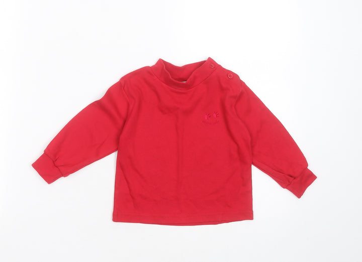 MACKAYS Baby Red Polyester Basic T-Shirt Size 12-18 Months Round Neck - guess who