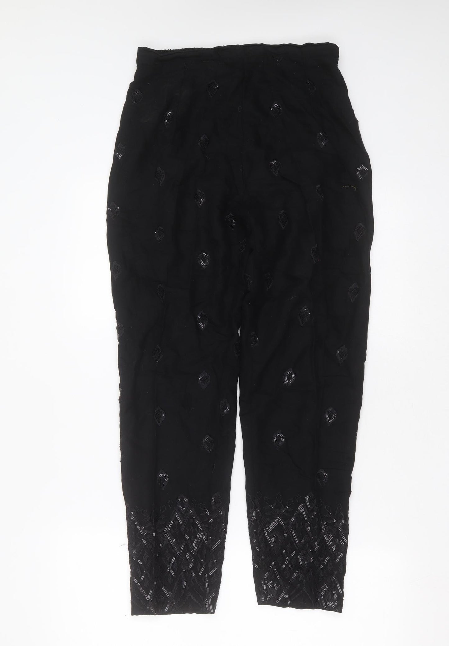 Limelight Womens Black Geometric Cotton Blend Bloomer Trousers Size S L29 in Regular  - sequins