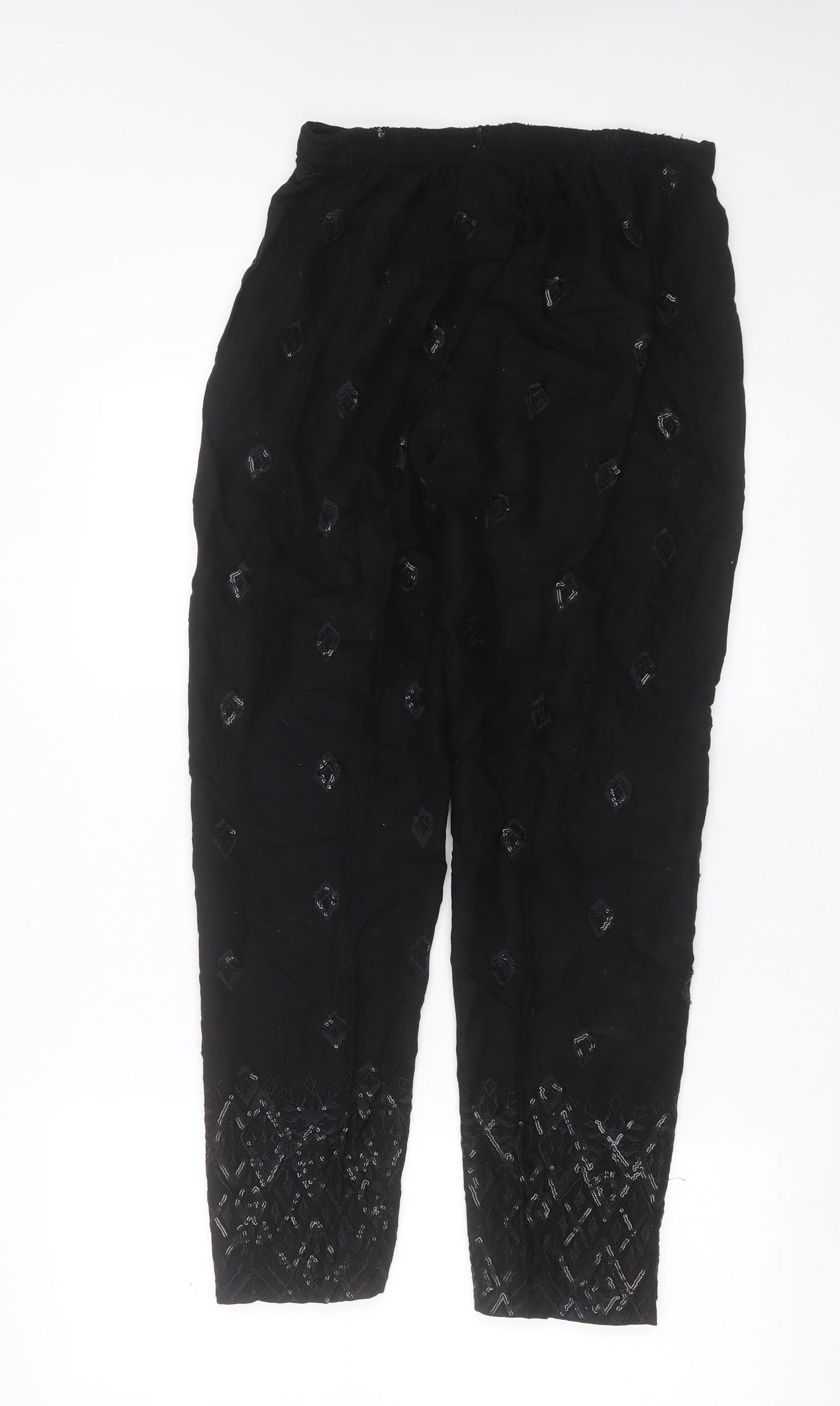 Limelight Womens Black Geometric Cotton Blend Bloomer Trousers Size S L29 in Regular  - sequins