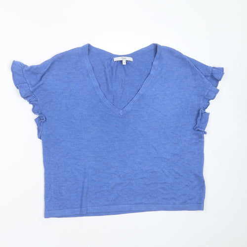NEXT Womens Blue V-Neck  Acrylic Pullover Jumper Size M