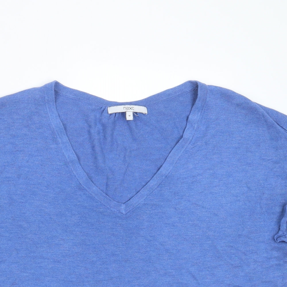 NEXT Womens Blue V-Neck  Acrylic Pullover Jumper Size M