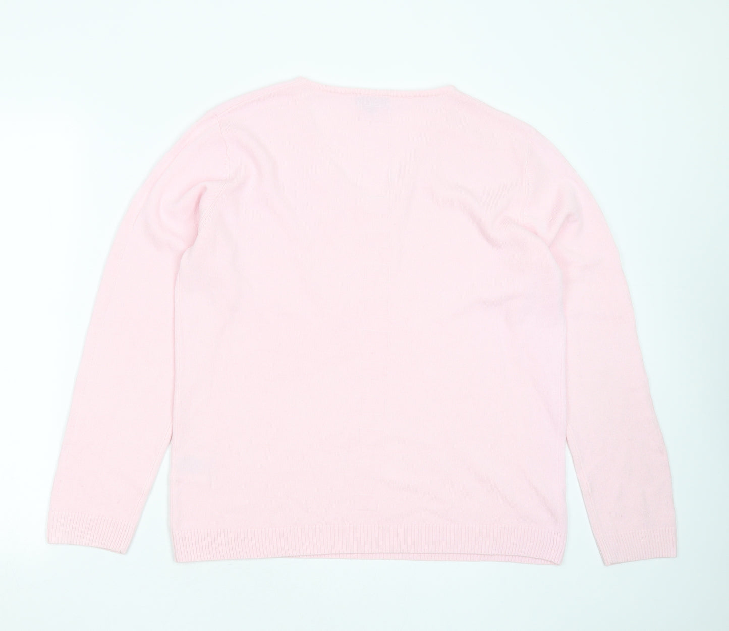 Emreco Womens Pink V-Neck  Acrylic Pullover Jumper Size 18