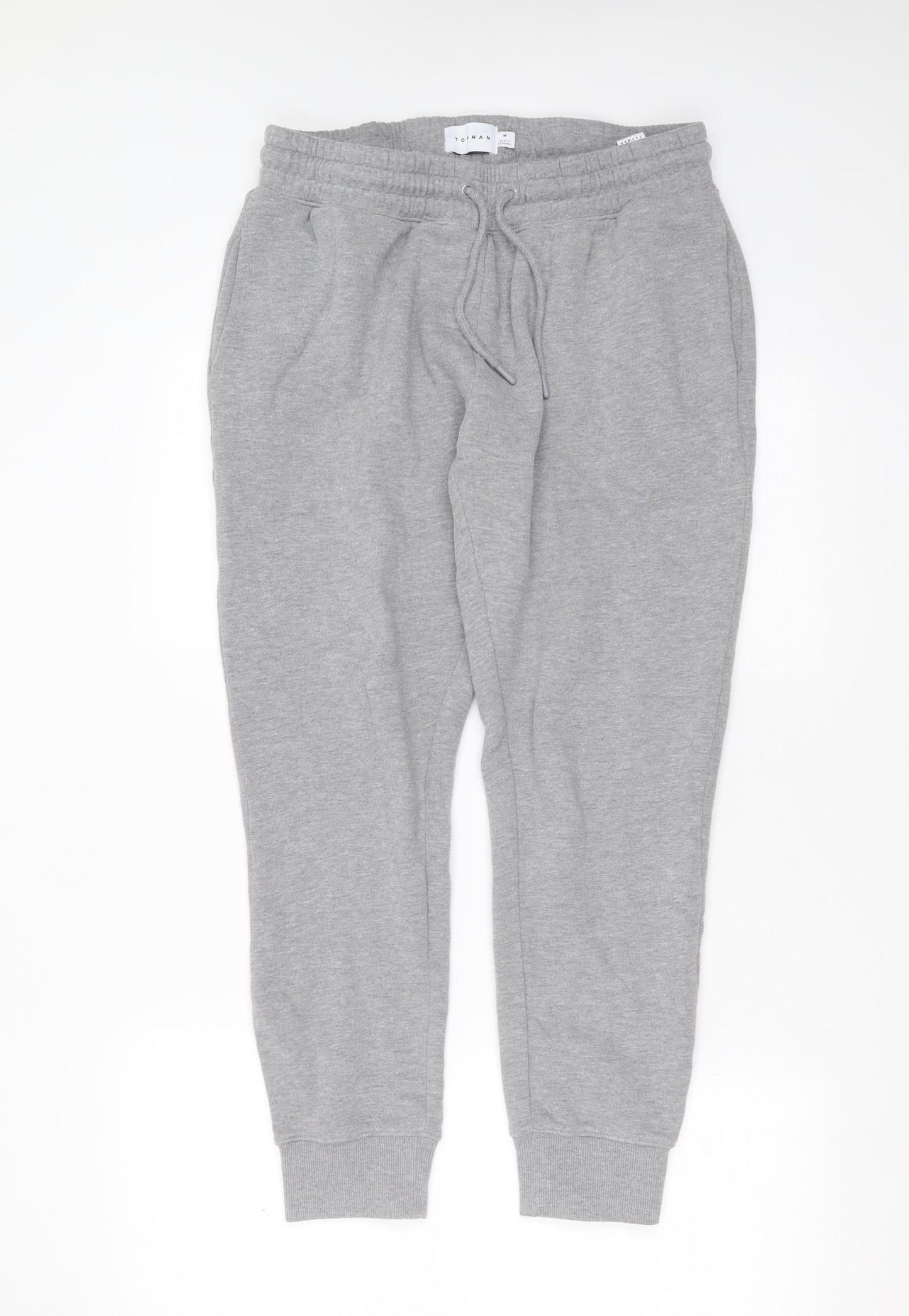 Topman Mens Grey  Cotton Jogger Trousers Size M L29 in Regular Drawstring