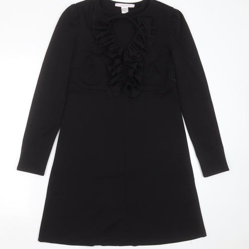 Mademoiselle R Womens Black  Polyester A-Line  Size 10  Round Neck  - ruffle detail
