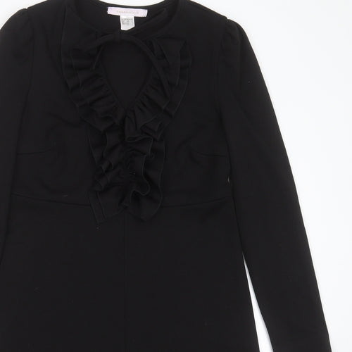 Mademoiselle R Womens Black  Polyester A-Line  Size 10  Round Neck  - ruffle detail