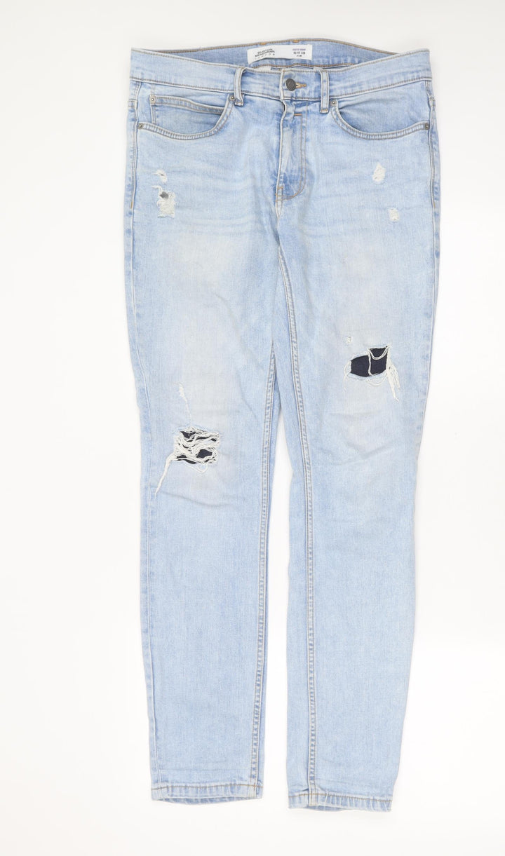 Burton Mens Blue Cotton Skinny Jeans Size 32 in L32 in Regular Zip