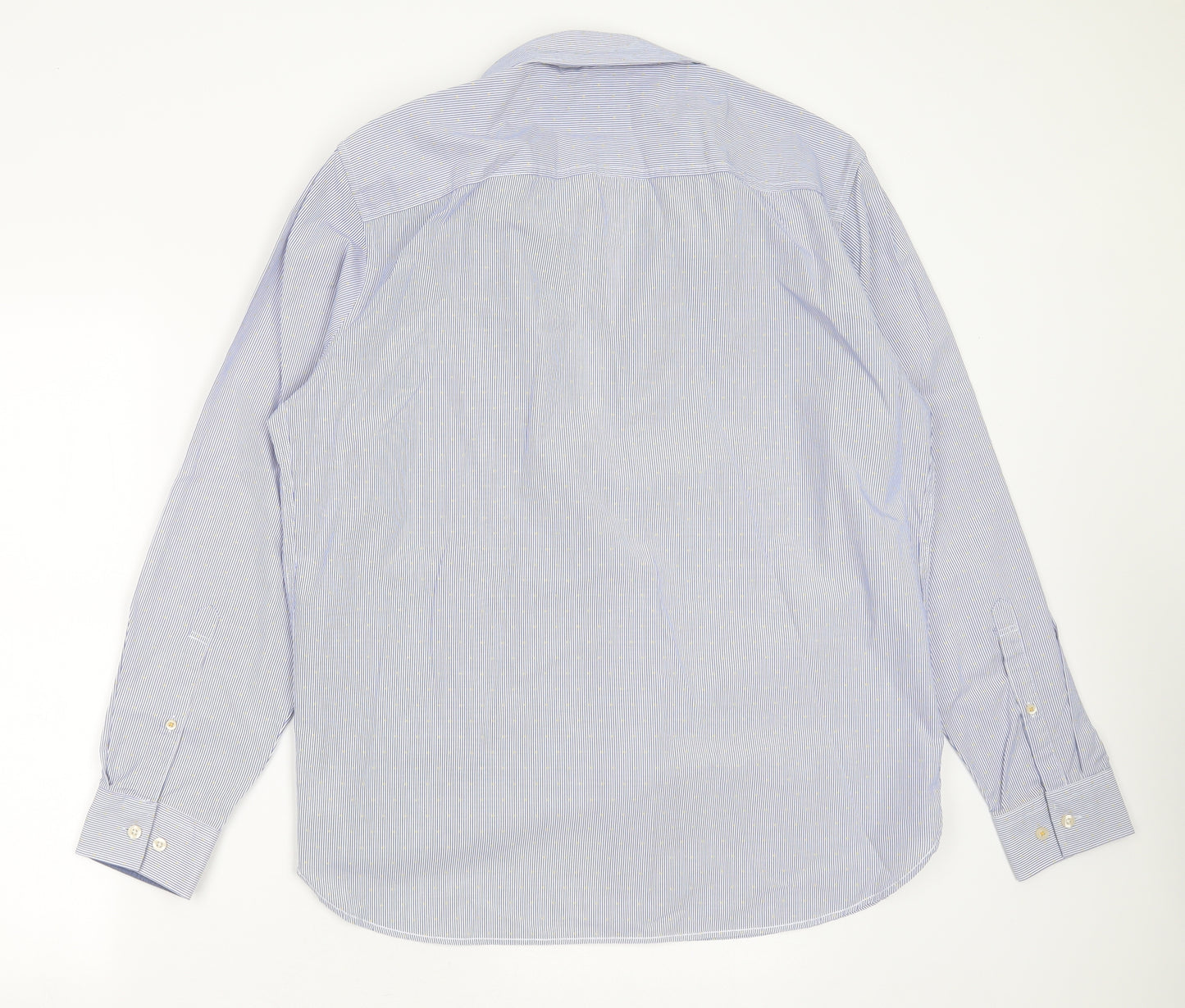 Joules Mens Blue Striped Cotton  Dress Shirt Size L Collared Button