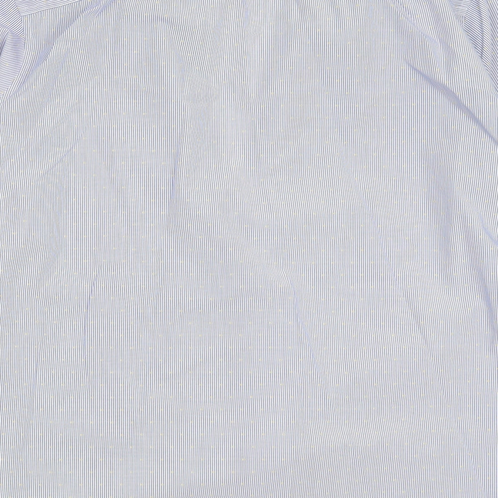 Joules Mens Blue Striped Cotton  Dress Shirt Size L Collared Button