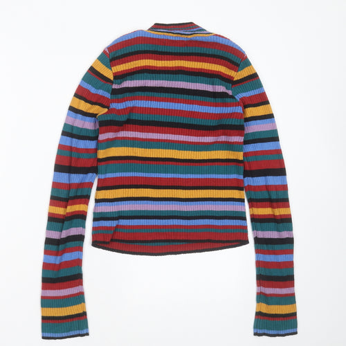 Primark Womens Multicoloured Round Neck Striped Cotton Pullover Jumper Size XS