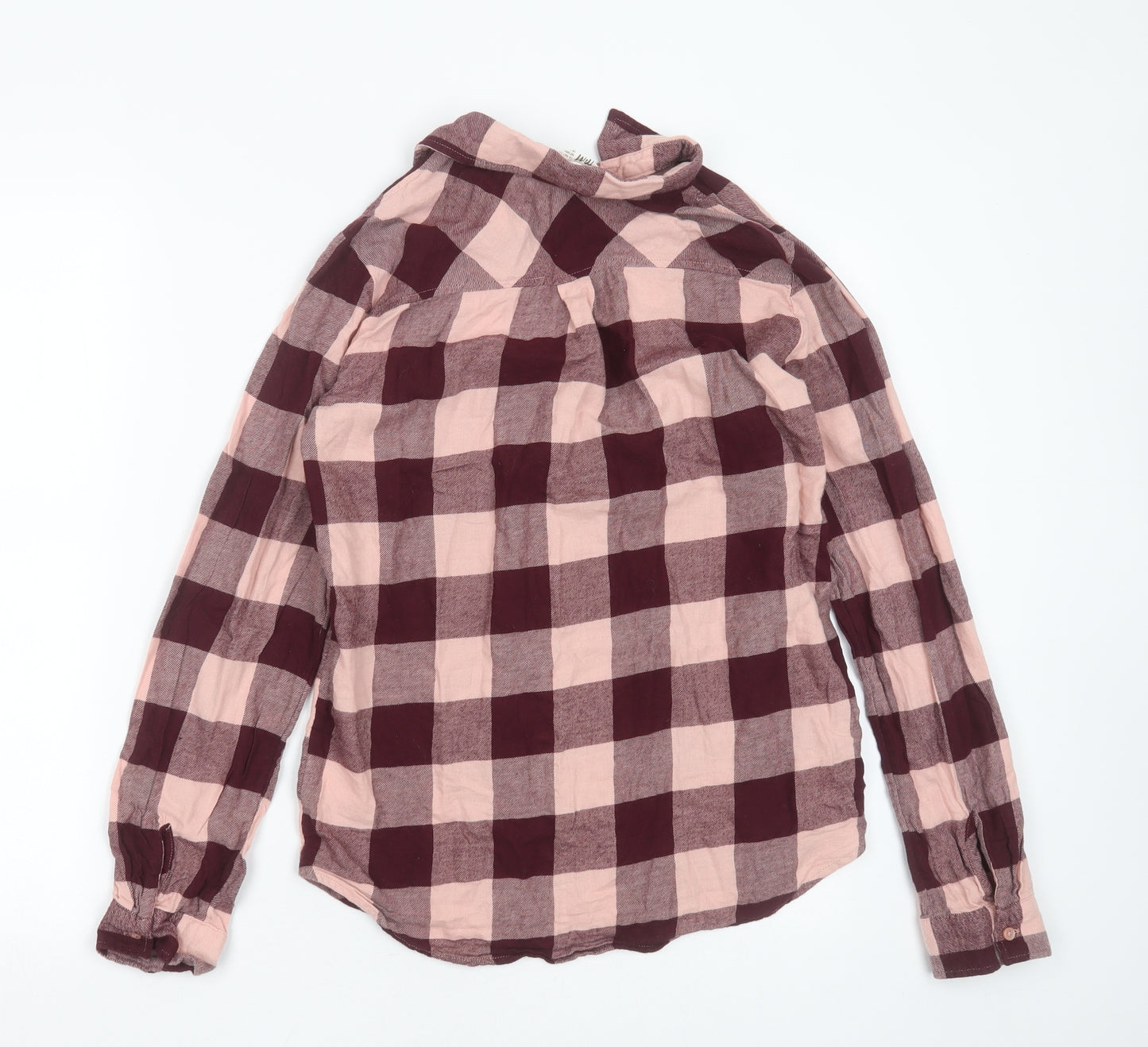 H&M Girls Purple Check Cotton Basic Button-Up Size 14 Years Collared Button