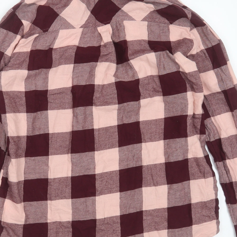 H&M Girls Purple Check Cotton Basic Button-Up Size 14 Years Collared Button