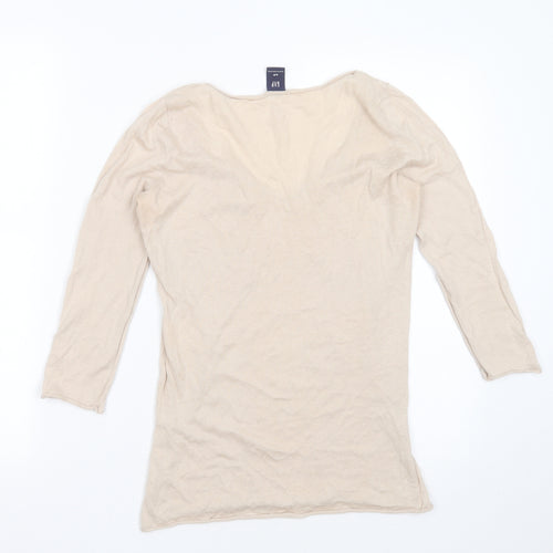 Gap Womens Beige V-Neck  Cotton Pullover Jumper Size S