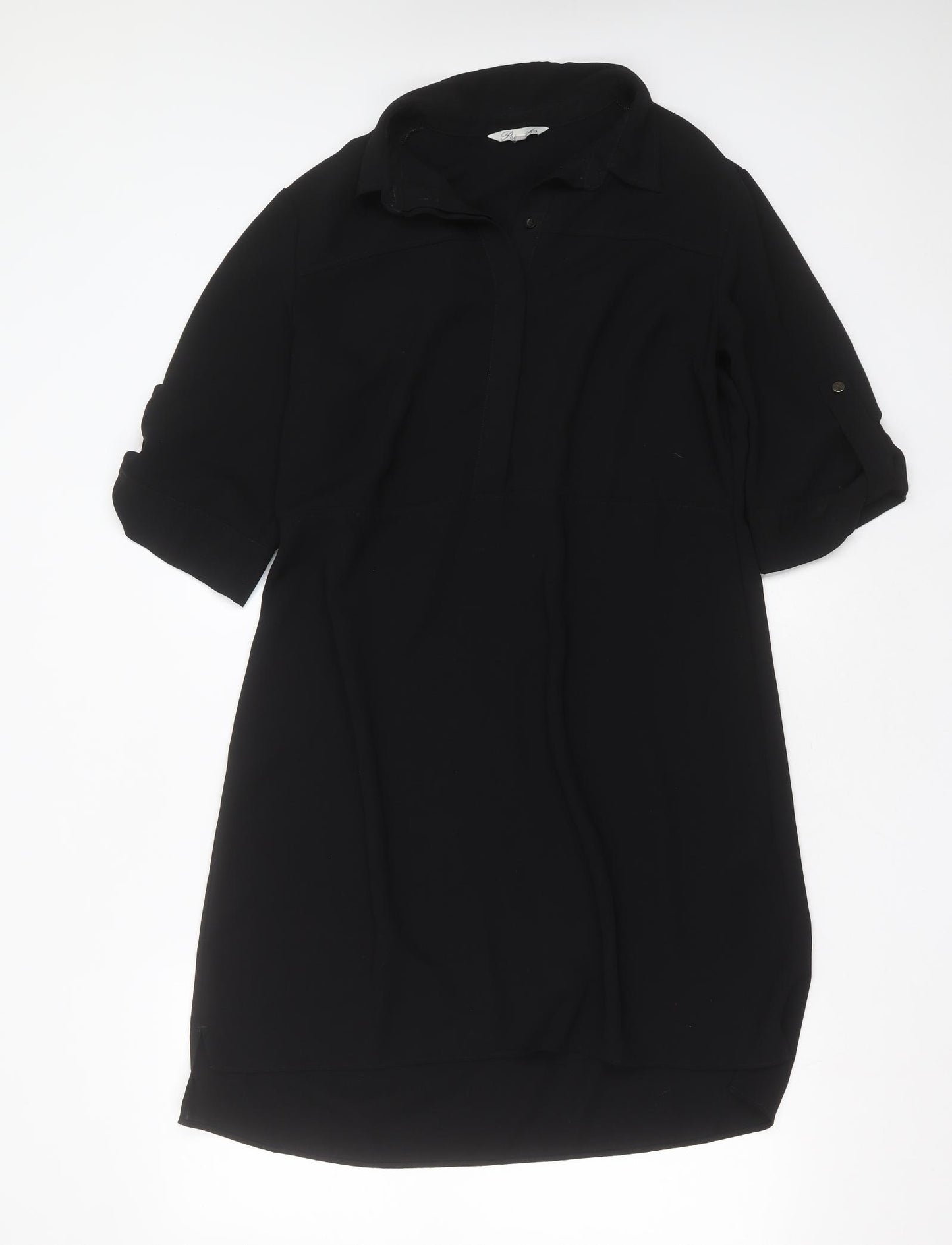Peacocks Womens Black  Polyester Shift  Size 14  Collared Button
