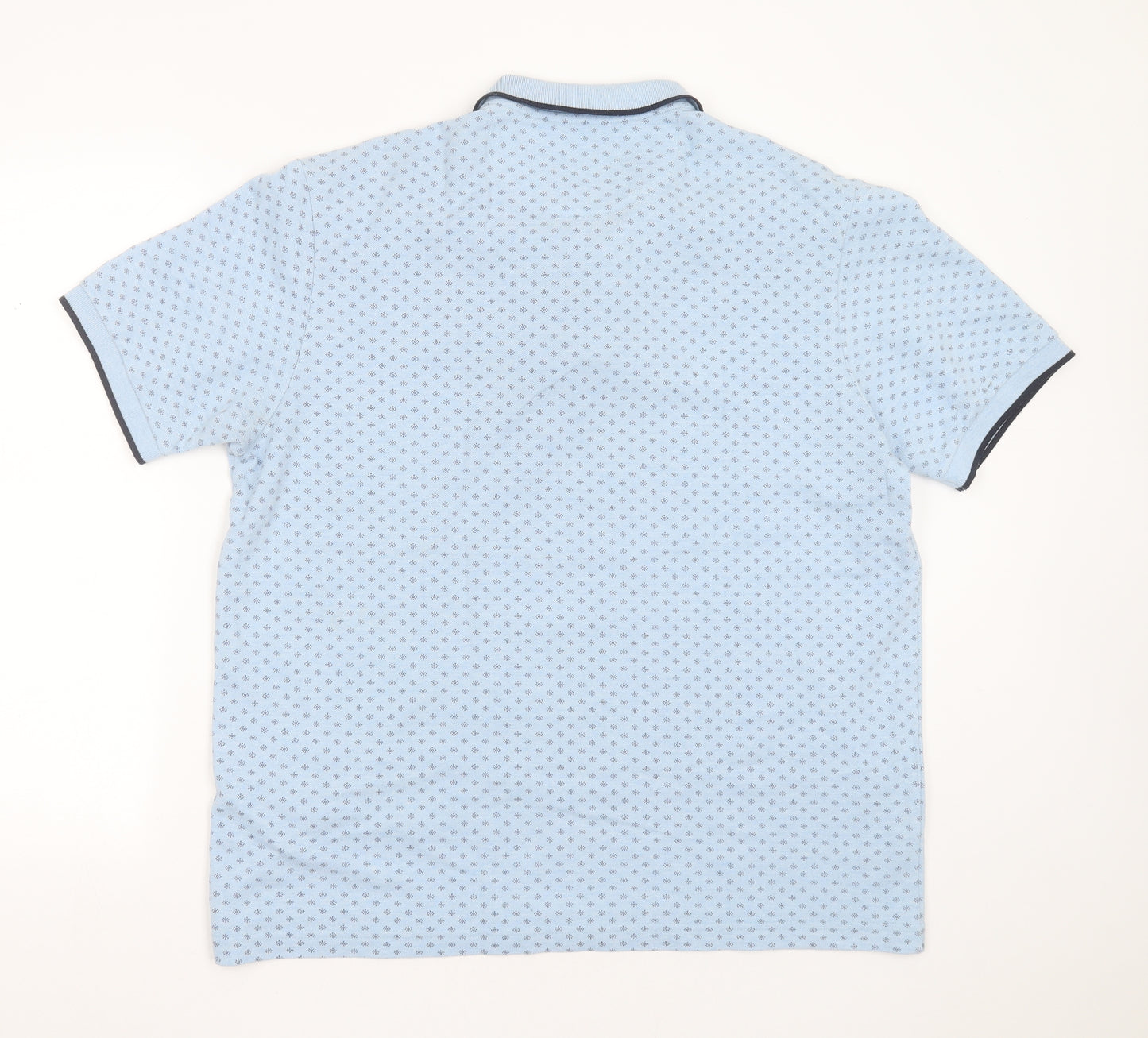 Woolworths Mens Blue Geometric Cotton Blend  Polo Size L Collared