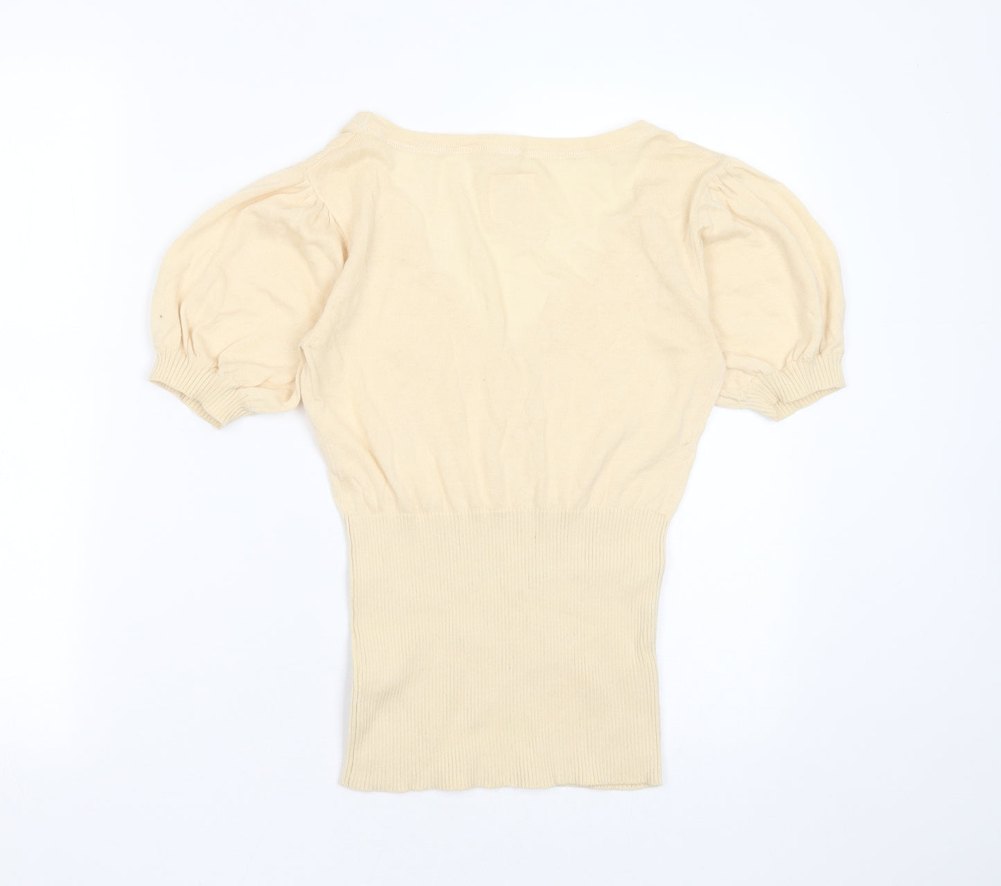 New Look Womens Beige V-Neck  Cotton Pullover Jumper Size 10