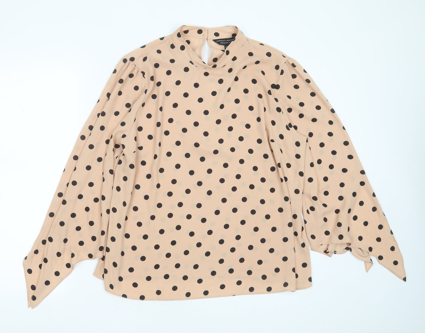 Dorothy Perkins Womens Pink Polka Dot Polyester Basic Blouse Size 16 Round Neck