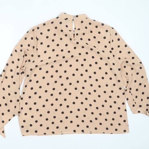 Dorothy Perkins Womens Pink Polka Dot Polyester Basic Blouse Size 16 Round Neck