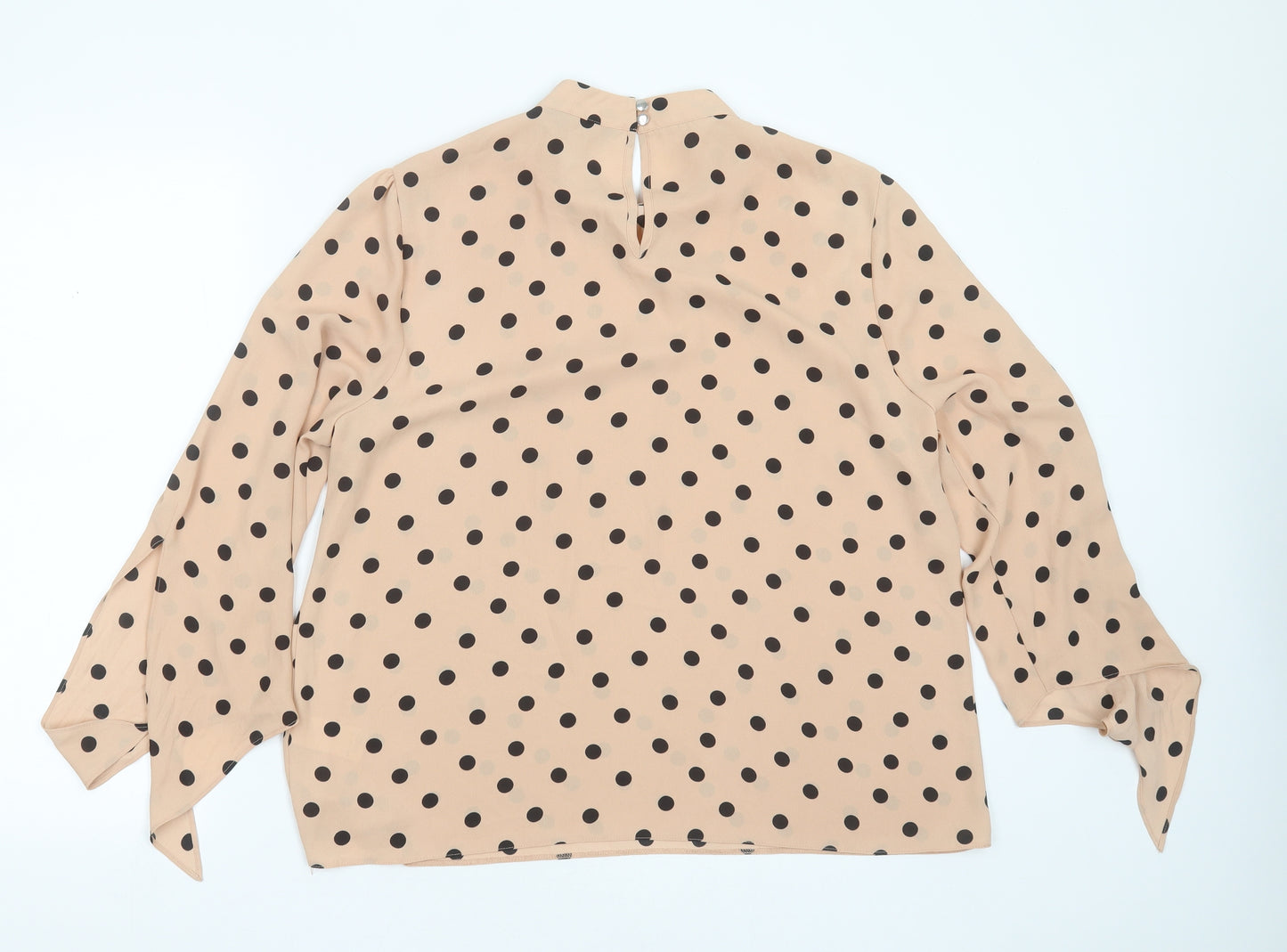 Dorothy Perkins Womens Pink Polka Dot Polyester Basic Blouse Size 16 Round Neck