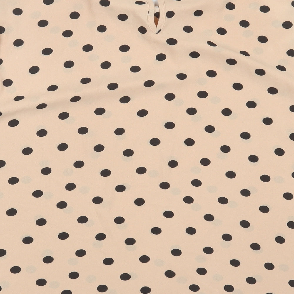 Dorothy Perkins Womens Pink Polka Dot Polyester Basic Blouse Size 16 Round Neck