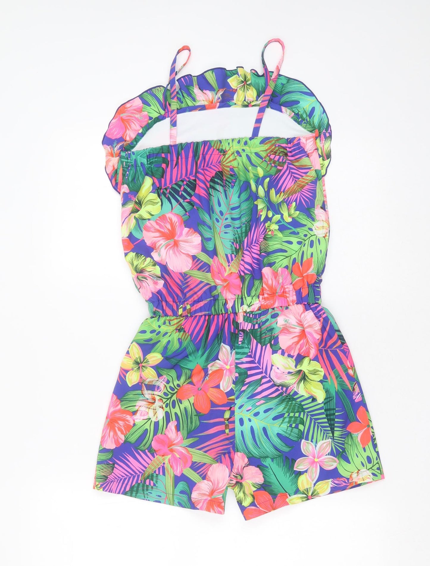 NEXT Girls Black Floral Polyester Playsuit One-Piece Size 10 Years