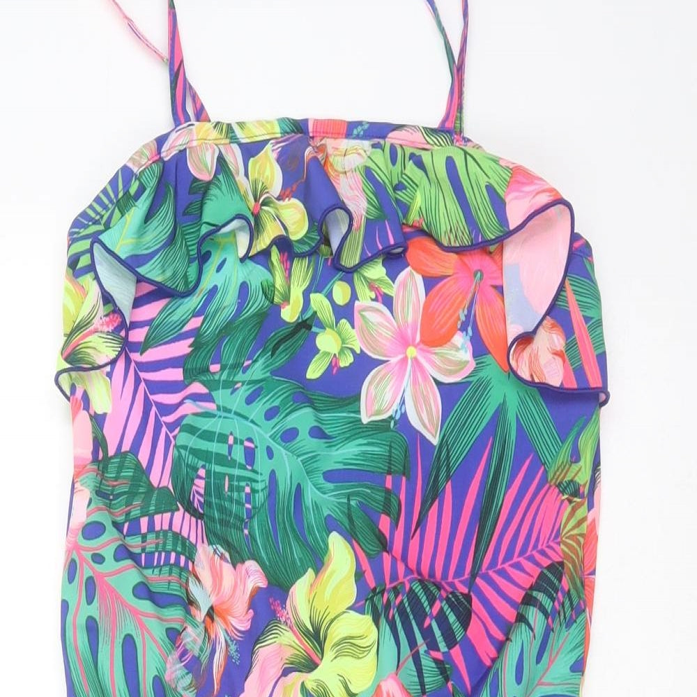 NEXT Girls Black Floral Polyester Playsuit One-Piece Size 10 Years