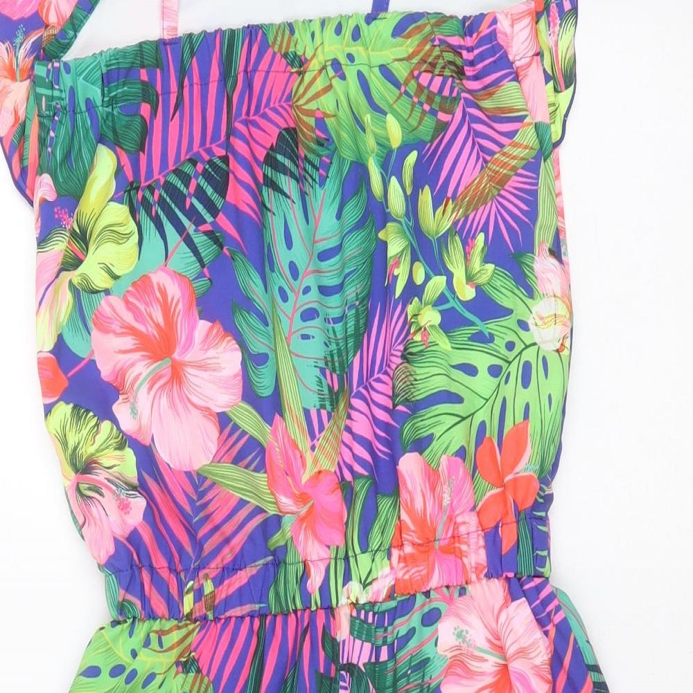 NEXT Girls Black Floral Polyester Playsuit One-Piece Size 10 Years