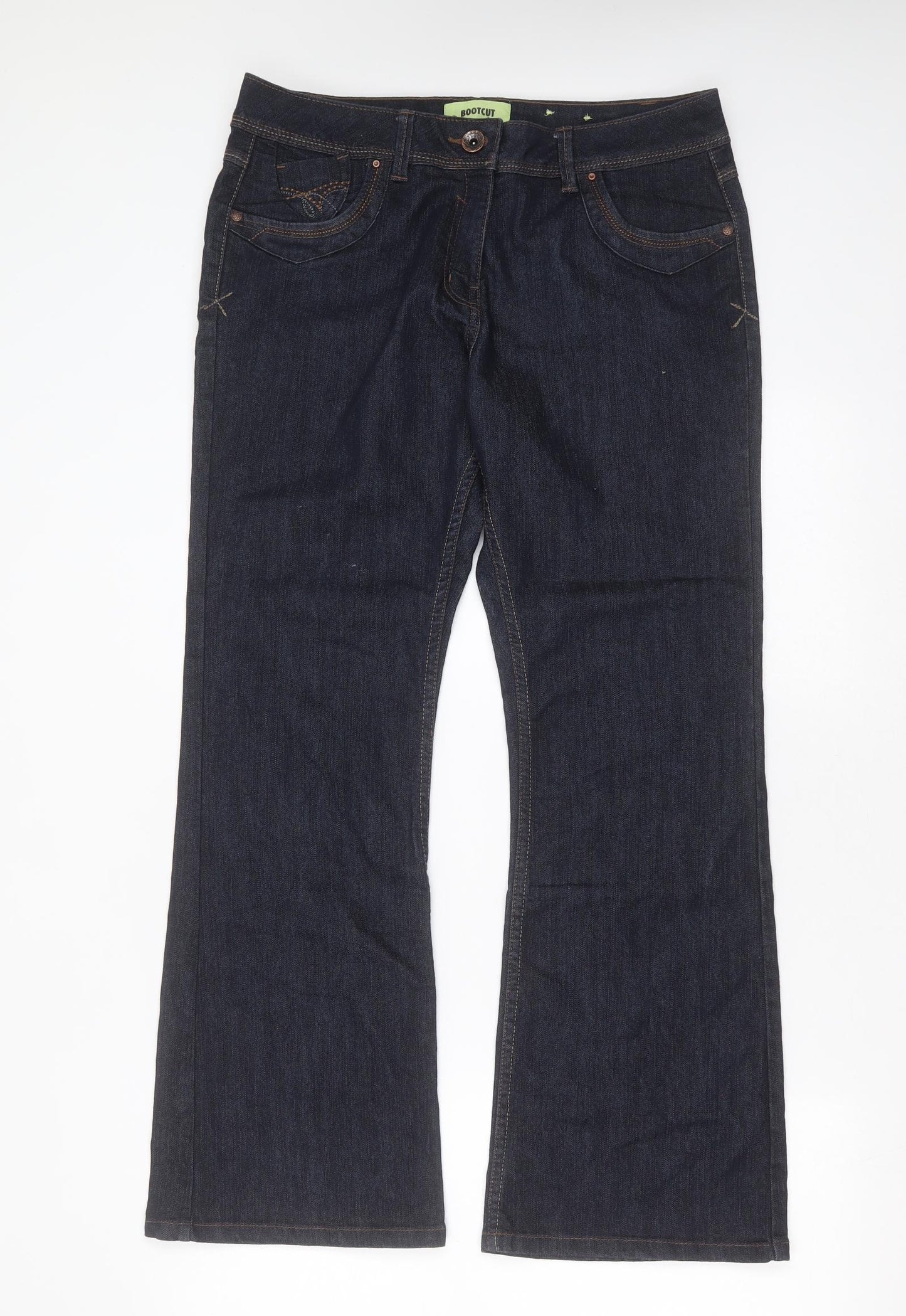 George Womens Blue  Cotton Bootcut Jeans Size 14 L30 in Regular Zip