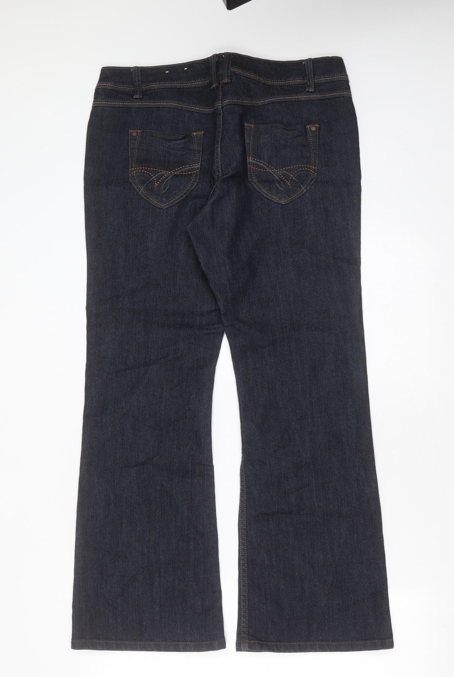 George Womens Blue  Cotton Bootcut Jeans Size 14 L30 in Regular Zip