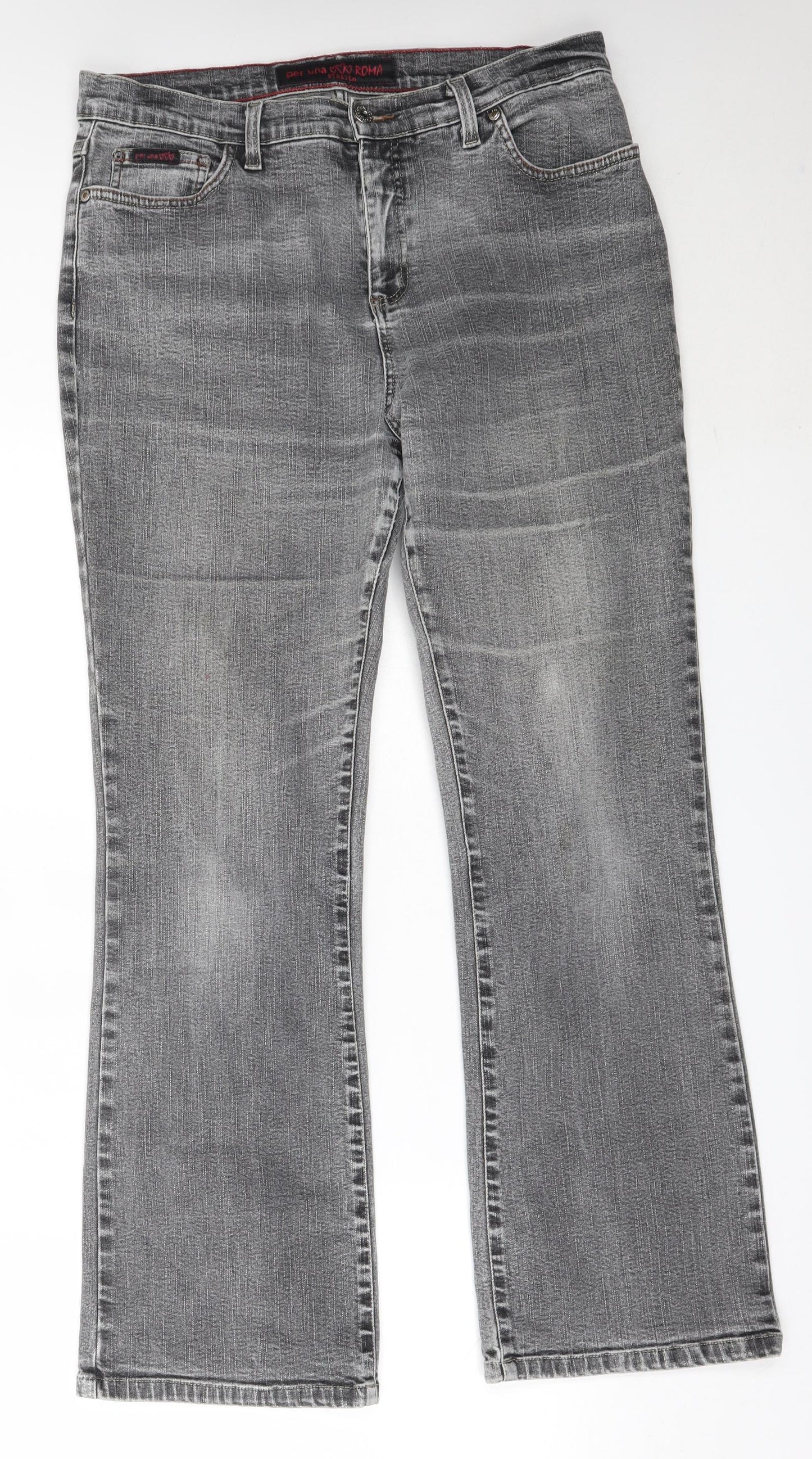 Per Una Womens Grey  Cotton Bootcut Jeans Size 16 L29.5 in Regular