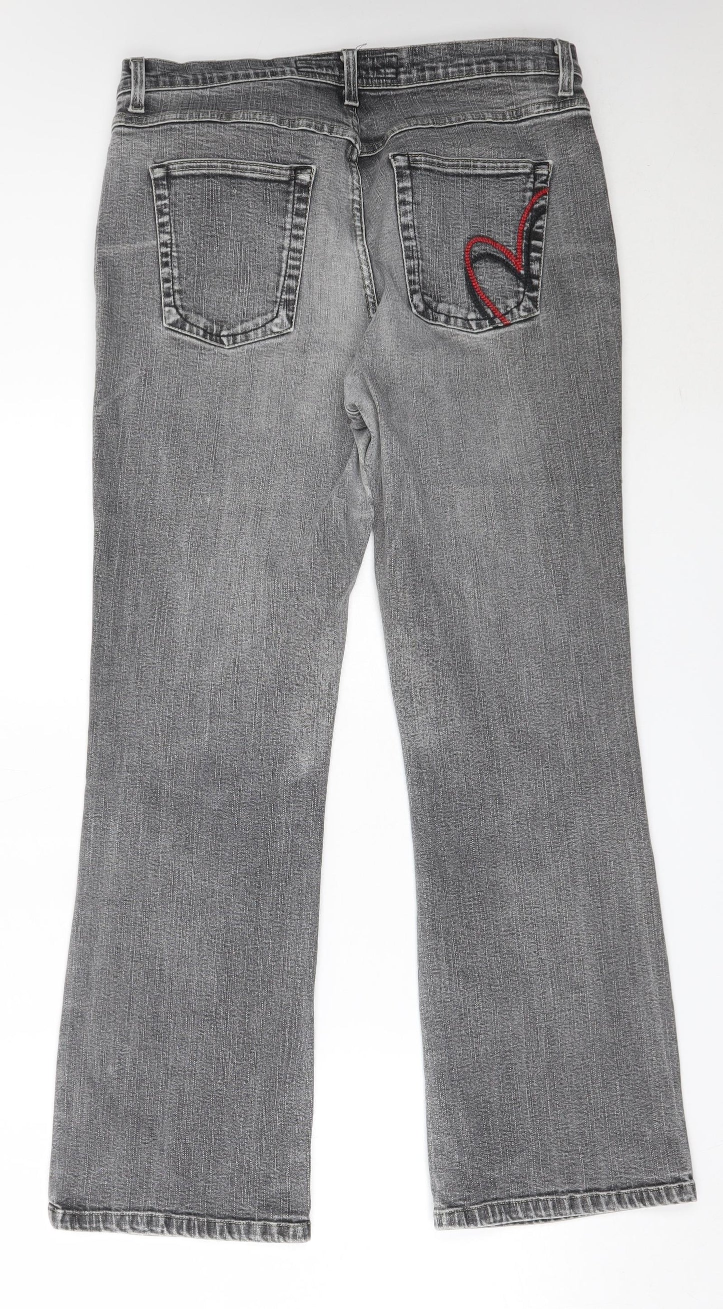 Per Una Womens Grey  Cotton Bootcut Jeans Size 16 L29.5 in Regular