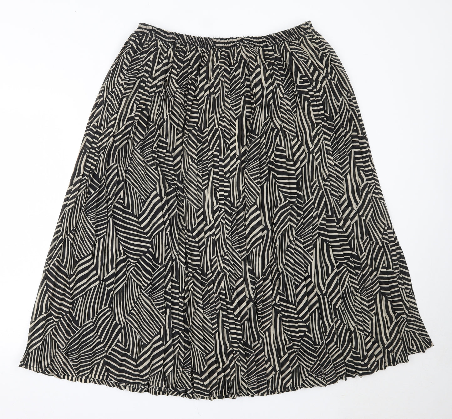 Alexon Womens Black Geometric Polyester Flare Skirt Size 18