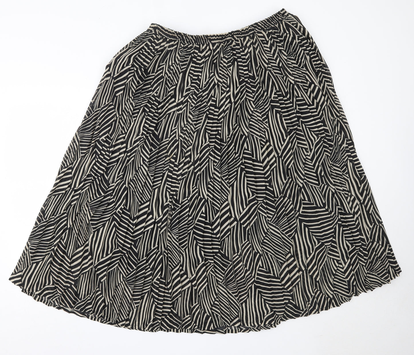 Alexon Womens Black Geometric Polyester Flare Skirt Size 18