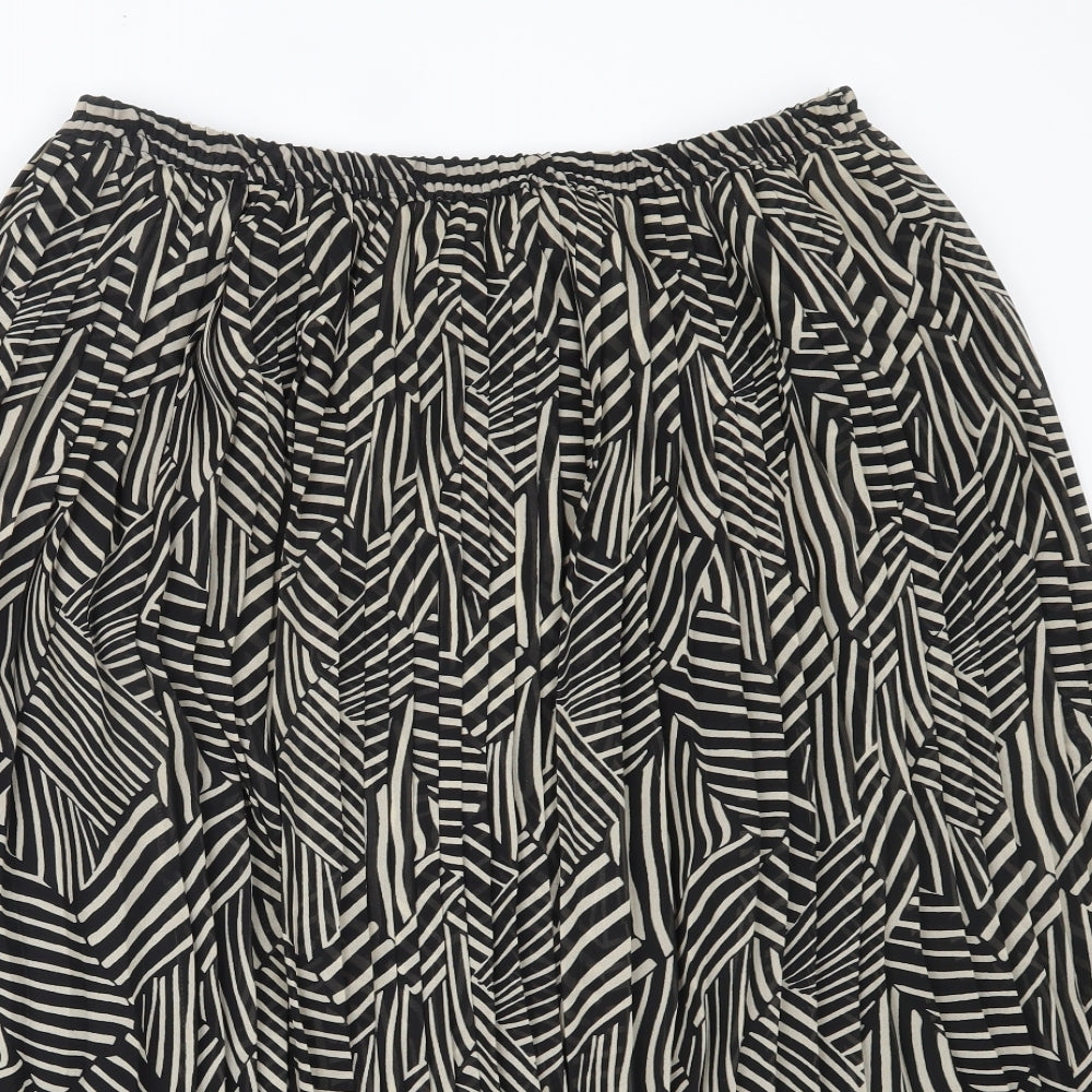 Alexon Womens Black Geometric Polyester Flare Skirt Size 18
