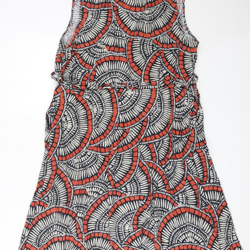 M&Co Womens Red Geometric Linen Fit & Flare  Size 18  V-Neck