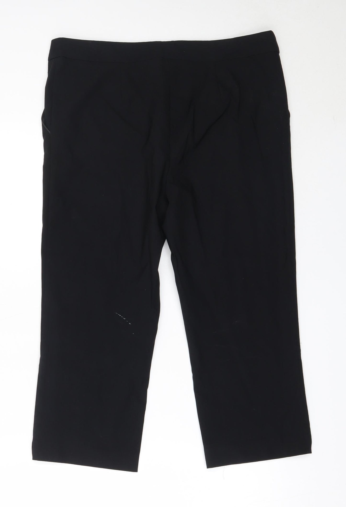 Papaya Womens Black  Viscose Cropped Trousers Size 12 L20 in Regular